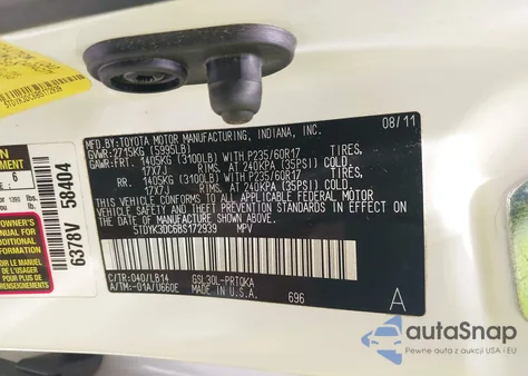 2011 Toyota Sienna Xle V6 from USA, damaged, VIN 5TDYK3DC6BS172939